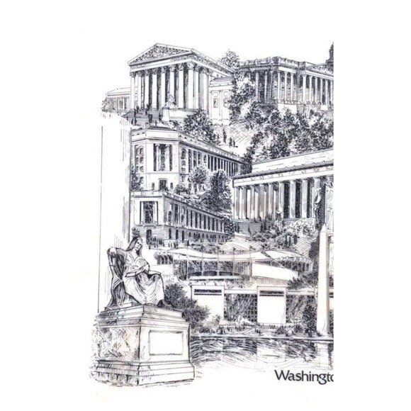 Washington Scene Framed Etching - Picture 4 of 6